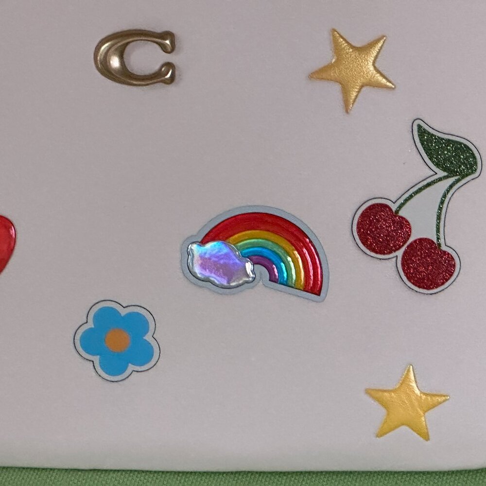 COACH STICKER PRINT WRISTLET:NWT CHALK/MULTI  GLOVETANNED LEATHER - Picture 2 of 10